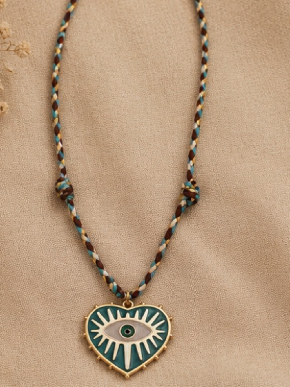 Turquoise Evil Eye Heart Pendant Necklace | Coastal Boho - Picture 4 of 6